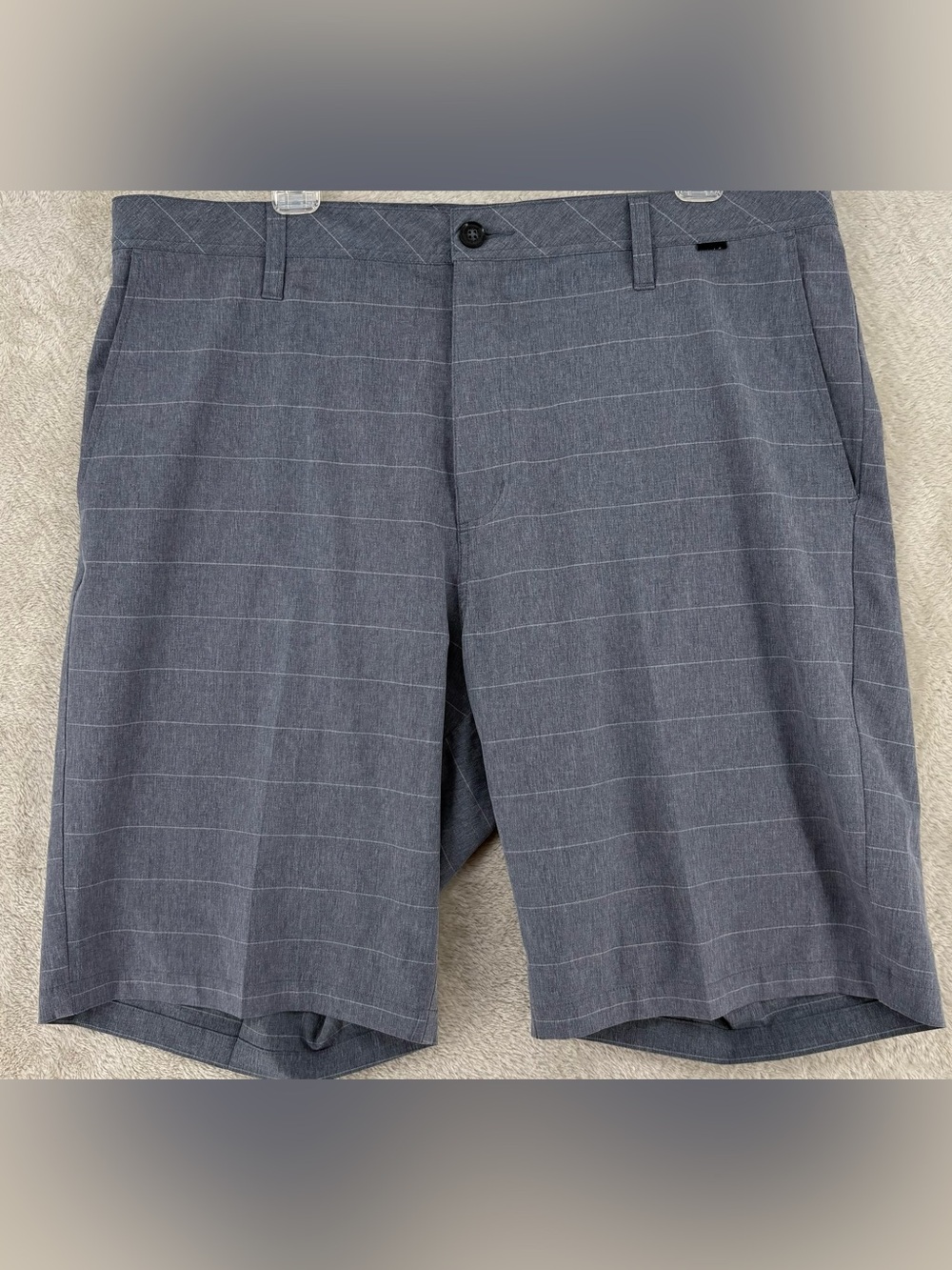 TravisMathew Men's Gray Pinstripe Golf Shorts Size 38 Performance Stretch Casual